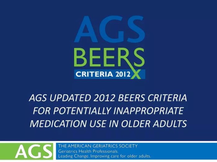 Beers criteria inappropriate potentially use medication geriatrics adults older society american update